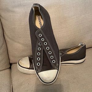 Unisex grey converse size 9 mens 11 women’s NO laces. B4